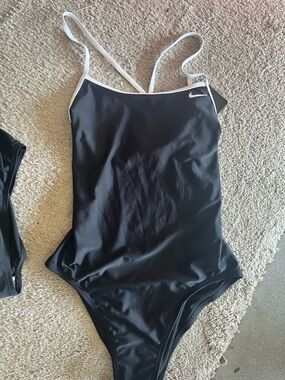 Nike Black and White Adjustable-Strap Swim Suit